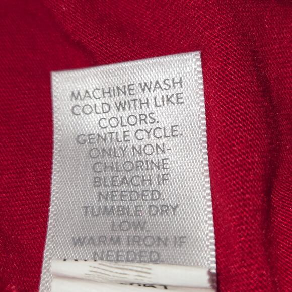 J Jill Women Medium Embroidered Henley Top Red Cotton Modal Casual Boho Festival - Picture 10 of 10